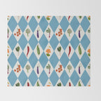 Mediterranean Vegetable Harlequin Pattern  Blue Diamond Garden  with Tomato Eggplant and Artichoke Throw Blanket Gallery Image 2