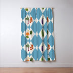 Mediterranean Vegetable Harlequin Pattern  Blue Diamond Garden  with Tomato Eggplant and Artichoke Window Curtain Gallery Image 3