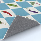 Mediterranean Vegetable Harlequin Pattern  Blue Diamond Garden  with Tomato Eggplant and Artichoke Rug Gallery Image 4