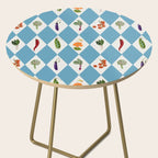 Mediterranean Vegetable Harlequin Pattern  Blue Diamond Garden  with Tomato Eggplant and Artichoke Side Table Gallery Image 2