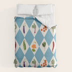 Mediterranean Vegetable Harlequin Pattern  Blue Diamond Garden  with Tomato Eggplant and Artichoke Duvet Cover Gallery Image 6