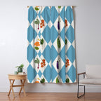 Mediterranean Vegetable Harlequin Pattern  Blue Diamond Garden  with Tomato Eggplant and Artichoke Window Curtain Gallery Image 5