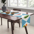 Mediterranean Vegetable Harlequin Pattern  Blue Diamond Garden  with Tomato Eggplant and Artichoke Table Runner Gallery Image 2