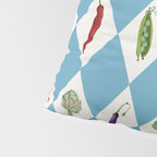 Mediterranean Vegetable Harlequin Pattern  Blue Diamond Garden  with Tomato Eggplant and Artichoke Pillow Sham Gallery Image 4