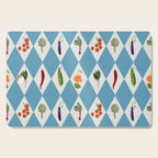 Mediterranean Vegetable Harlequin Pattern  Blue Diamond Garden  with Tomato Eggplant and Artichoke Cutting Board Gallery Image 1
