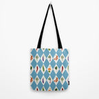 Mediterranean Vegetable Harlequin Pattern  Blue Diamond Garden  with Tomato Eggplant and Artichoke Tote Bag Gallery Image 2