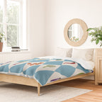 Mediterranean Vegetable Harlequin Pattern  Blue Diamond Garden  with Tomato Eggplant and Artichoke Duvet Cover Gallery Image 2