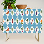 Mediterranean Vegetable Harlequin Pattern  Blue Diamond Garden  with Tomato Eggplant and Artichoke Credenza Gallery Image 1