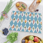 Mediterranean Vegetable Harlequin Pattern  Blue Diamond Garden  with Tomato Eggplant and Artichoke Cutting Board Gallery Image 2