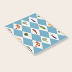 Mediterranean Vegetable Harlequin Pattern  Blue Diamond Garden  with Tomato Eggplant and Artichoke Notebook Gallery Image 3
