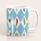 Mediterranean Vegetable Harlequin Pattern  Blue Diamond Garden  with Tomato Eggplant and Artichoke Coffee Mug Gallery Image 1