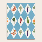 Mediterranean Vegetable Harlequin Pattern  Blue Diamond Garden  with Tomato Eggplant and Artichoke Notebook Gallery Image 4
