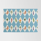 Mediterranean Vegetable Harlequin Pattern  Blue Diamond Garden  with Tomato Eggplant and Artichoke Rug Gallery Image 2