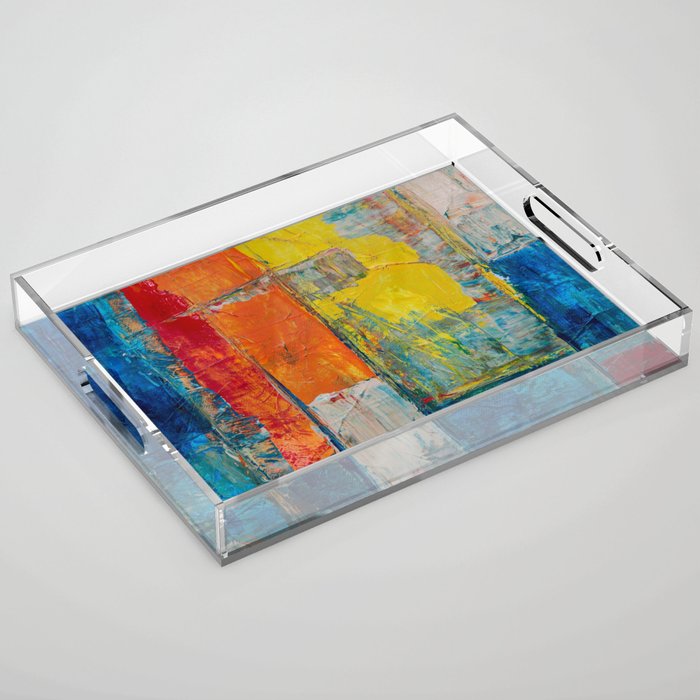 Colorful Geometric Abstract Art Acrylic Tray Gallery Image 1