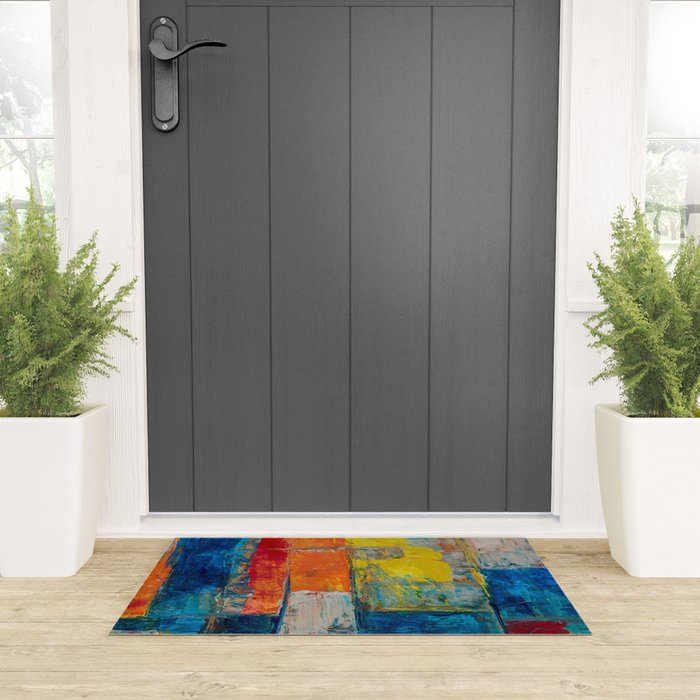 Colorful Geometric Abstract Art Welcome Mat Gallery Image 3