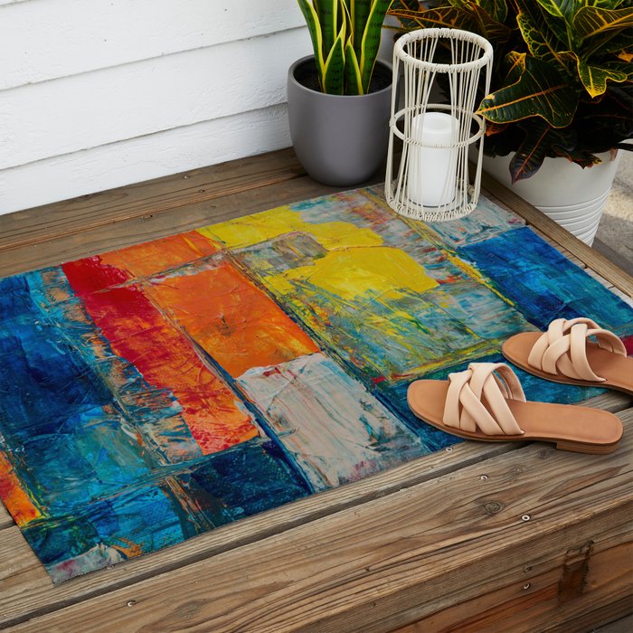 Colorful Geometric Abstract Art Outdoor Rug Gallery Image 2