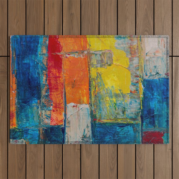 Colorful Geometric Abstract Art Outdoor Rug Gallery Image 1