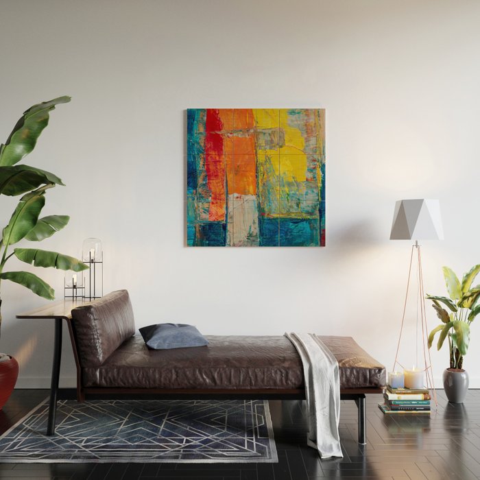 Colorful Geometric Abstract Art Wood Wall Art Gallery Image 2