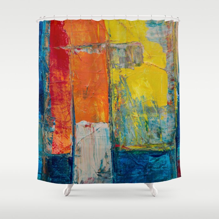 Colorful Geometric Abstract Art Shower Curtain Gallery Image 1
