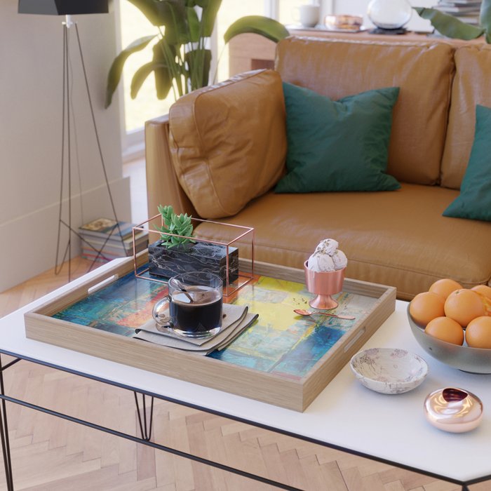 Colorful Geometric Abstract Art Serving Tray Gallery Image 2