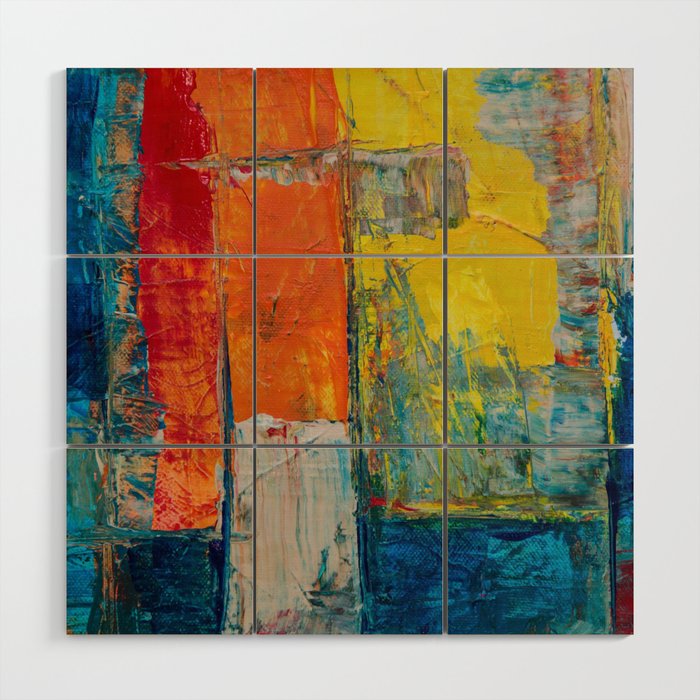 Colorful Geometric Abstract Art Wood Wall Art Gallery Image 1