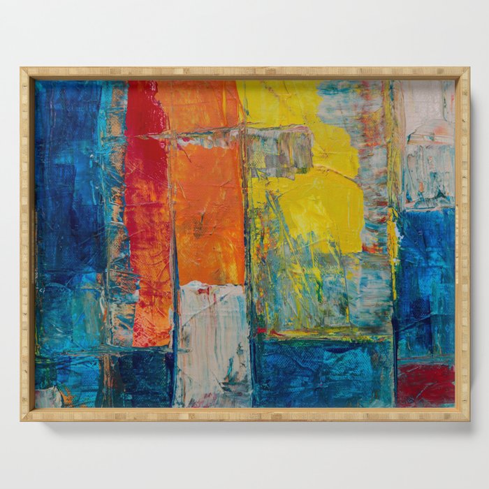 Colorful Geometric Abstract Art Serving Tray Gallery Image 1