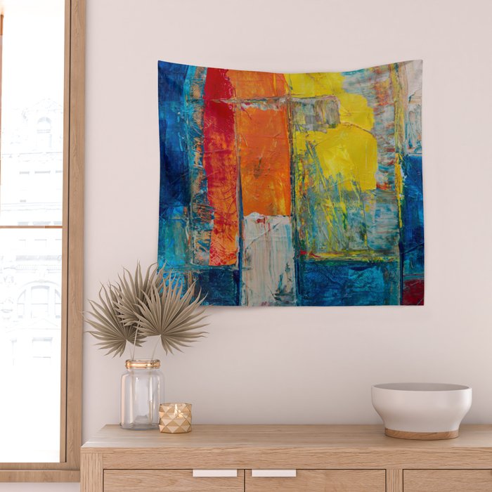 Colorful Geometric Abstract Art Wall Tapestry Gallery Image 2