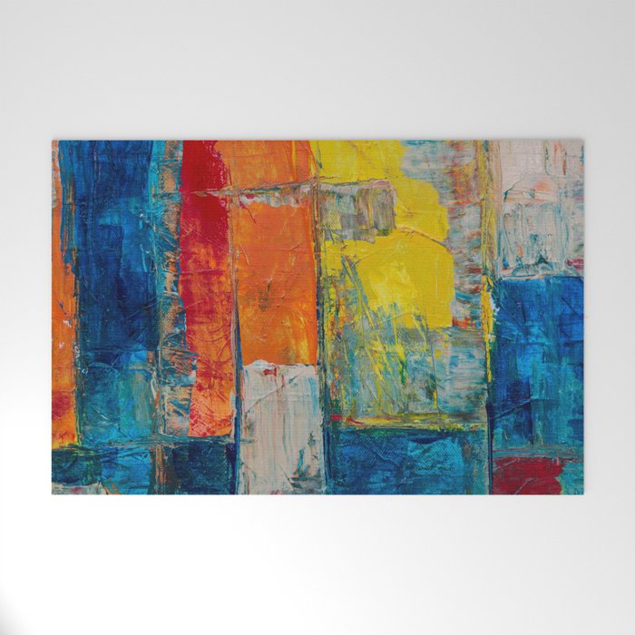 Colorful Geometric Abstract Art Welcome Mat Gallery Image 1