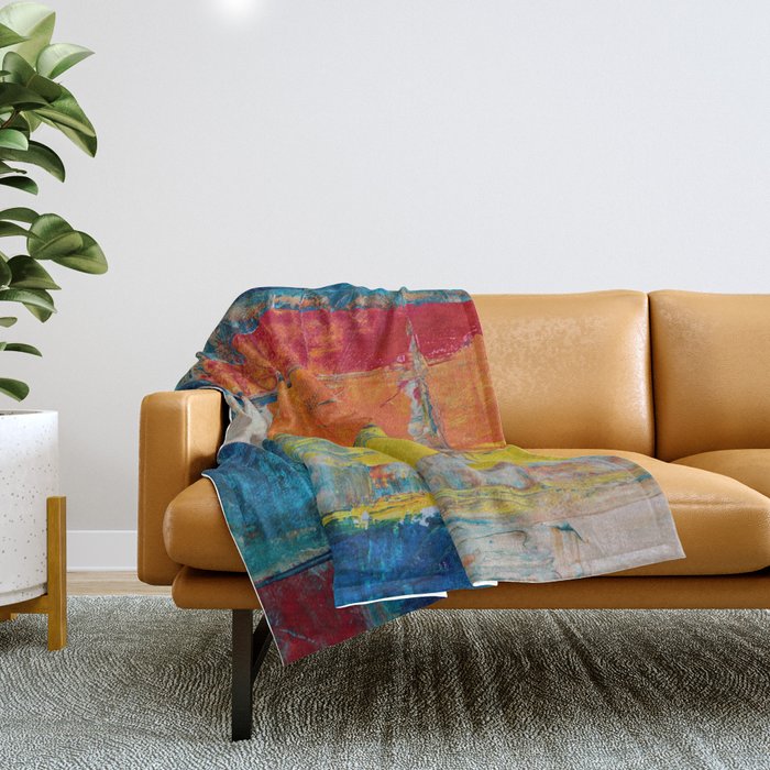 Colorful Geometric Abstract Art Throw Blanket Gallery Image 1