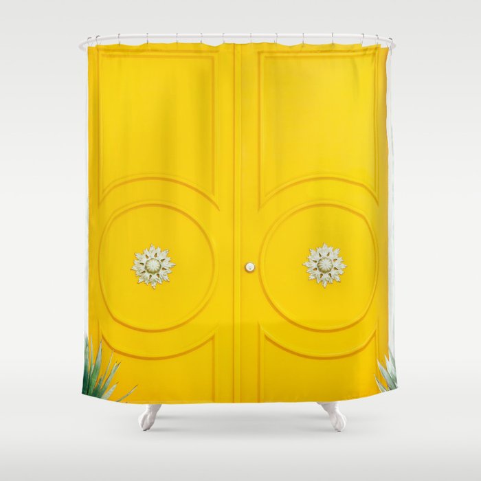 Palm Springs Yellow Door - Midcentury Modern Shower Curtain Gallery Image 1