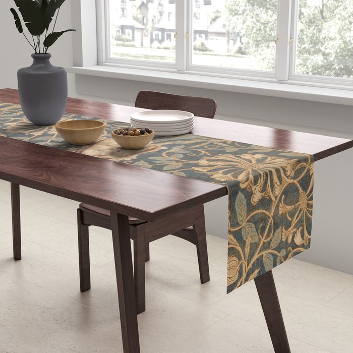 Honeysuckle (1876) by William Morris, Abstract II Antique Vintage Victorian Jugendstil Art Nouveau Table Runner Gallery Image 2