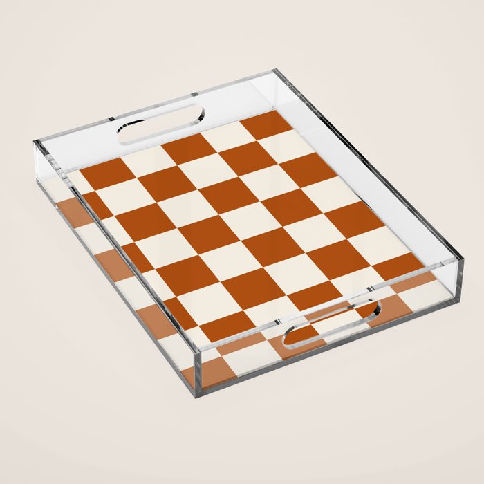 Checkered (Rust Cream) Acrylic Tray Gallery Image 1