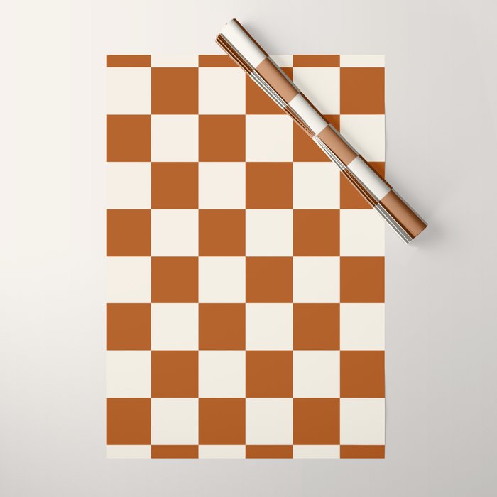 Checkered (Rust Cream) Wrapping Paper Gallery Image 1