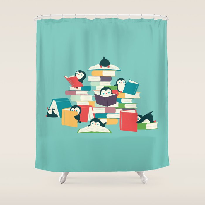 Reading Penguins Shower Curtain Gallery Image 1