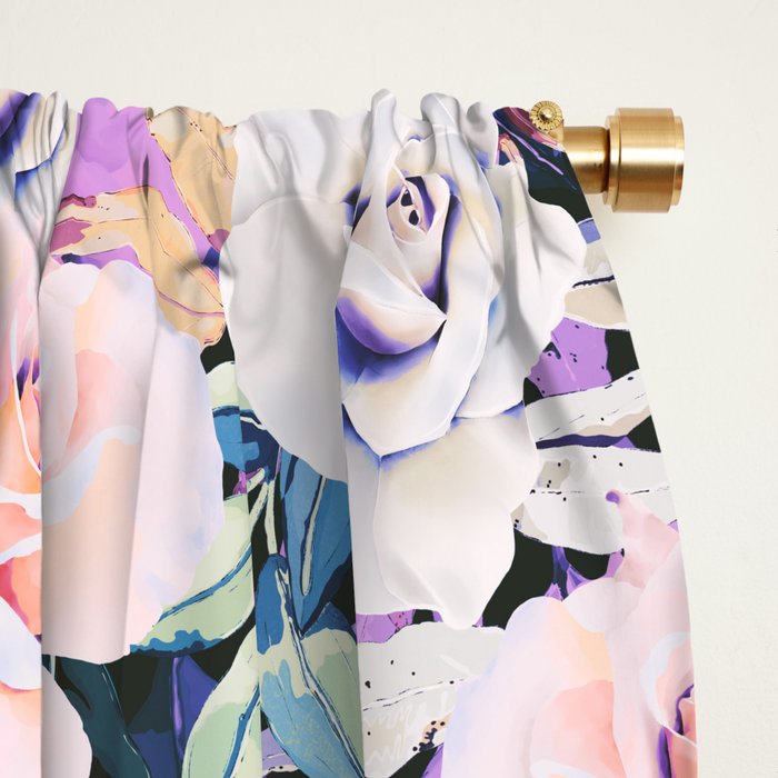 Modern Dark Vibrant Flowery D Window Curtain Gallery Image 2