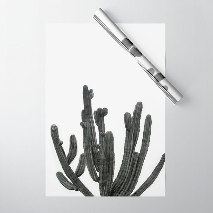 Black and White Cactus Wrapping Paper Gallery Image 1