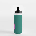 Pink Cat On Green Background Water Bottle Gallery Image 2