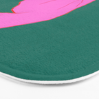 Pink Cat On Green Background Bath Mat Gallery Image 3