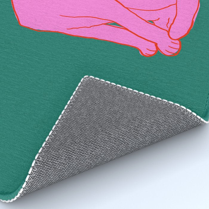 Pink Cat On Green Background Rug Gallery Image 4