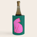 Pink Cat On Green Background Wine Chiller Gallery Image 1