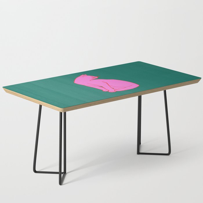 Pink Cat On Green Background Coffee Table Gallery Image 1