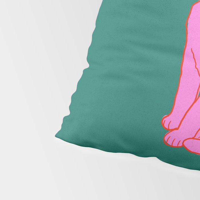 Pink Cat On Green Background Pillow Sham Gallery Image 4