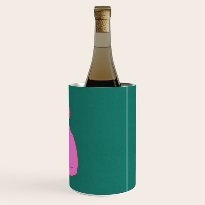 Pink Cat On Green Background Wine Chiller Gallery Image 3