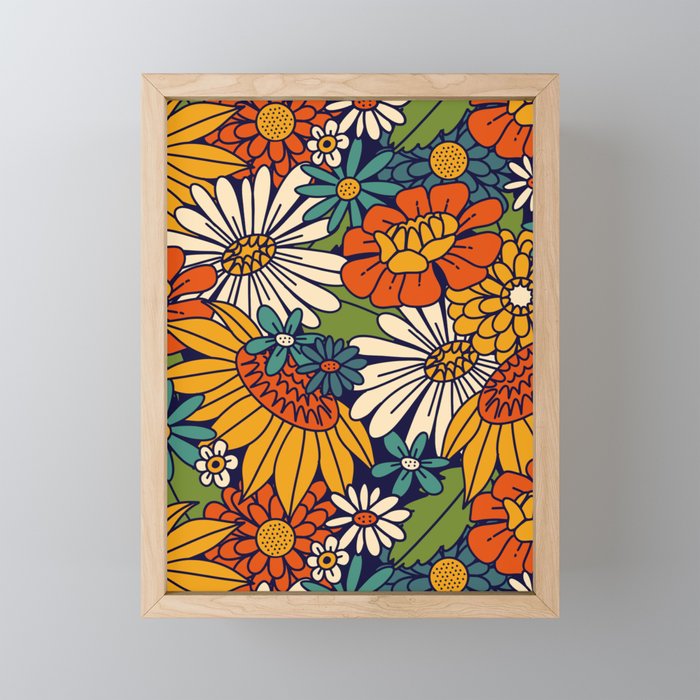 70s Retro Floral - Bold Mini Art Print Gallery Image 1