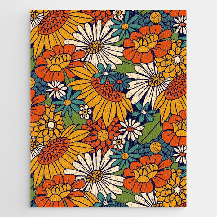 70s Retro Floral - Bold Jigsaw Puzzle Gallery Image 1
