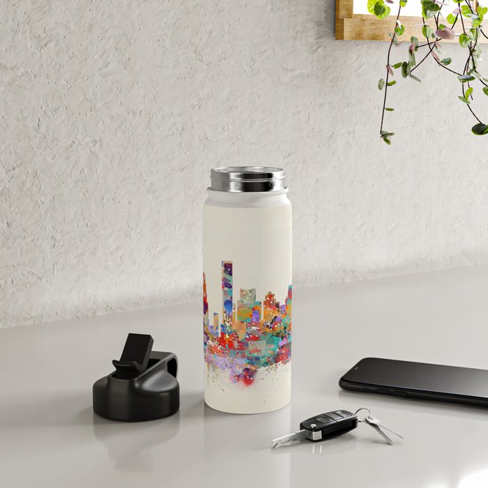 Boston city watercolor Water Bottle Gallery Image 5