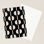Mid Century Modern Geometric Pattern 157 Black and Linen White Stationery Card Gallery Image 2