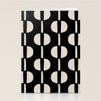 Mid Century Modern Geometric Pattern 157 Black and Linen White Stationery Card Gallery Image 2