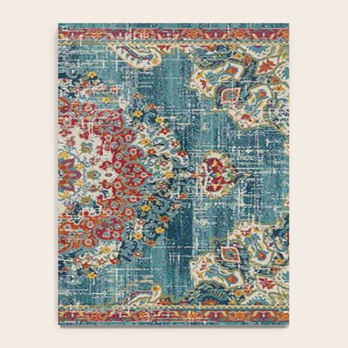 Antique oriental blue and orange carpet Notebook Gallery Image 4