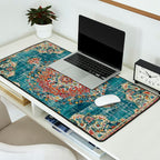 Antique oriental blue and orange carpet Desk Mat Gallery Image 2